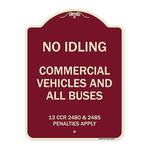 Signmission No Idling Commercial Vehicles and All Buses 13 CCR 2480 and 2485 Penalties Apply, BU-1824-23845 A-DES-BU-1824-23845 - main